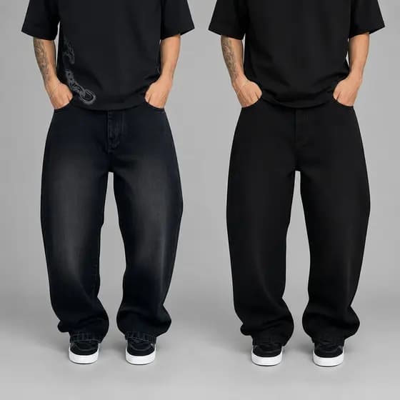 Calça Baggy Masculina Y2k Balloon Wide Larga Jeans Clara Preta Azul Escuro Boca Larga Pants Cân Moda Mandrake