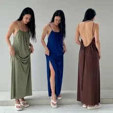 Vestido Longo Feminino Soltinho Leve Elegante  Costa Nua Com Fenda Lateral Confortavel