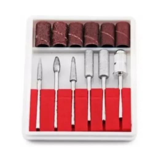 Kit Refil 6 Lixas + 6 Brocas Lixa Elétrica Lixadeiras Unhas Salão