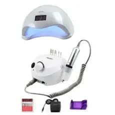Kit Unhas Cabine Sun 5 Led 48w + Motor Porquinho Lixa Lixadeira Unhas Elétrica