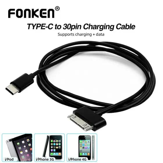 Cabo De Carregamento Fonken Tipo C A 30 Pinos Para USB-Adaptador De Dados De Sincronização iPh 4 4S Pad 123 Pod