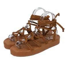 Sandália Rasteira Feminina Flatform de Amarrar
