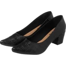 Scarpin Croco Santorine Salto Quadrado Bico Fino