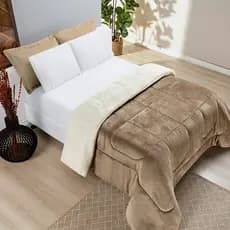 Edredom Sherpa Cobertor E Coberdrom Queen Casal Dupla Face Perfeito Para Dias Frios