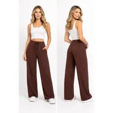 Calça Feminina Alfaiataria Wide Leg Social Pantalona Forrada