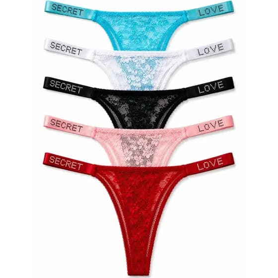 Kit Calcinhas Love Cores Variadas com Strass Renda Sensual Confortável