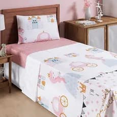 Jogo de lençol Kids Solteiro 3 Peças Toque Macio Estampado Infantil Menino Menina Jogo de Cama