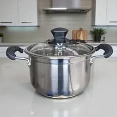 Panela Caçarola Inox Premium Fundo Triplo  18 / 20 e 24cm – Ideal para Indução, Gás e Elétrico