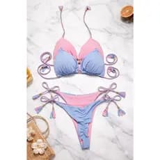 Conjunto Biquíni Feminino Levanta Bumbum Calcinha Dupla face Fio Cortininha com Bojo Trançado Envio Ultra Rápido em 6h