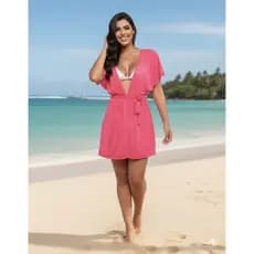 Saída De Praia Kimono Vestido Curto Super Leve Premium