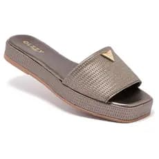 Sandália Tamanco Feminino Flat Chinelo Brilho Juta Confortável Flatform Promoção Original Olzzy