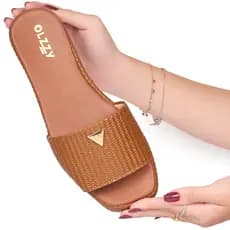 Tamanco Feminino Flat Sandália Flatform Chinelo Brilho Confortável Juta Original Olzzy Promoção