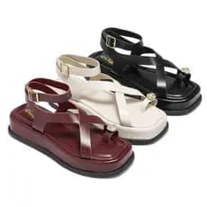 Sandália Feminina Plataforma Flat ABS Dourado Fivela Brilho Confortável Original Olzzy