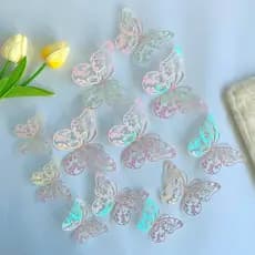 Kit 12 Borboletas Decorativas 3D Holográfica Furta Cor com Adesivo Parede Quarto Infantil Festas