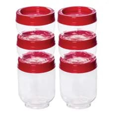 Kit 6 Pote Organizador Gire e Trave Porta Tempero Empilhável Vermelho