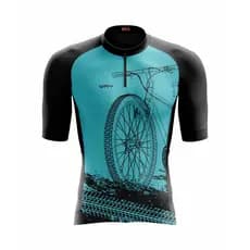 Camisa de Ciclismo Masculina Bike Roda Azul Pro Manga Curta