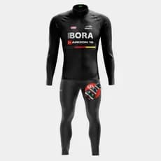 Conjunto Ciclismo Masculino Kit Camisa Bora Preta Calça de Gel Inverno Frio