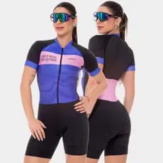 Macaquinho de Ciclismo Feminino Macacão Manga Curta Forro Gel Acolchoado Roupa Bike Pedal Mtb