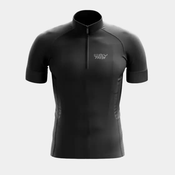 Camisa de Ciclismo Roupa Masculina Manga Curta Camiseta Way Fresh Preta Bike Mtb