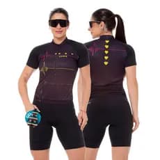 Conjunto de Ciclismo Feminino Camisa Batimentos Pro e Bermuda Gel