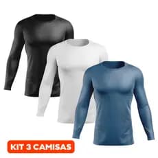 Kit 3 Camisas Camiseta  Proteção Solar UV 50+ Masculina Manga Longa Roupa Academia Fitness Praia