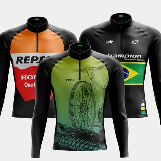 Camisa de Ciclismo Manga Longa Masculina Proteção UV50+ Com Bolsos