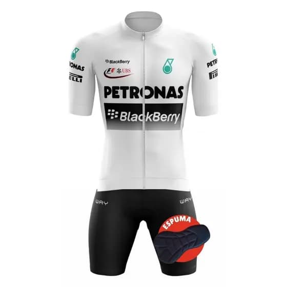 Conjunto Ciclismo Masculino Manga Curta Petronas Proteção Uv Solar Bermuda Espuma Bike Mtb Speed