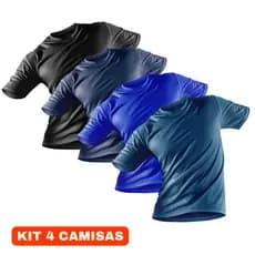 Kit 4 Camisas Masculina Proteção UV 50+ Camiseta Manga Curta Academia Blusa Térmica Fitness