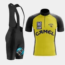 Conjunto de Ciclismo Masculino Camisa Equipe e Bretelle Com Forro Em Gel Bike Pedal Mtb