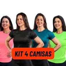 Kit 4 Camisas Feminina Proteção Solar UV Camiseta Manga Curta Térmica Academia Treino Praia Piscina