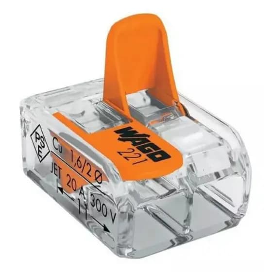 Kit 100 Conector Wago Compacto Emenda 2 Vias Modelo 221-612