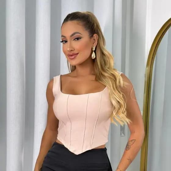 Cropped Regatinha com Alça Grossa Tendência Verão Inverno Morcego Feminino Basico