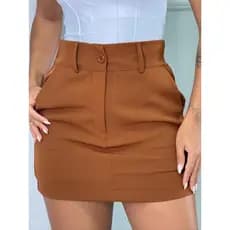 Short Saia Alfaiataria Botão Feminino Curto Serve Cinto Cintura Alta Diversos Tamanhos
