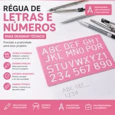 Régua Normógrafo Escolar – Letras e Números – Uso Escolar e Profissional