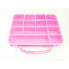Maleta Plastica Organizadora 14 Divisórias - Rosa