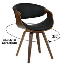Cadeira Grife Nicole De Luxo Assento Giratório Base Madeira Estofada Sala Jantar Design Moderno