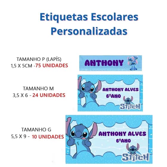109 Etiquetas Escolar Personalizada / Kit Etiquetas Para Material Escolar Personalizada / Etiquetas Personalizadas
