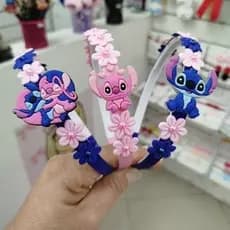 Tiara Lilo Stitch Menina Arquinho Infantil Floral / Angel / Laços de cabelo infantil menina