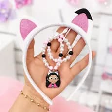 Kit Tiara e Pulseira Casa Mágica da Gabby - Arquinho Infantil - Alta Qualidade