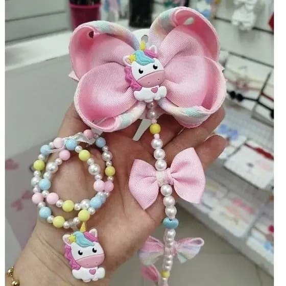 Laço para Cabelo Tereré com Pulseira Unicórnio
