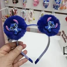 Tiara Pompom Stitch/ Tiara Angel Infantil/ Tiara inquebrável Stitch / Laços de cabelo menina