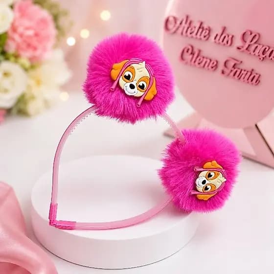 Tiara Pompom Skye Patrulha Canina / Ursinhos Carinhosos /Laços de cabelo