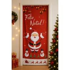 Capa De Porta Decorativa Personalizada Tema Feliz Natal 0,85x2,10 Natalino Várias Cores