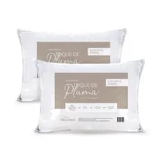 Kit 2 Travesseiro Pluma Suporte Firme Percal 180 Fios 70cm x 50cm
