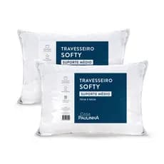 Kit 2 Travesseiros Softy Medio Baixo Macio e Confortavel 50cm x 70cm