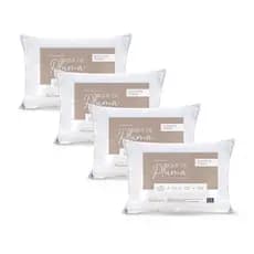 kit 4 Travesseiros Pluma Firme Confortável e Macio 50 x 70 Cm - 180 fios