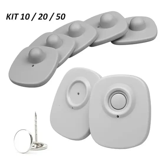 Etiqueta Antifurto Rigida Mini Tag Rf 8.2mhz Cinza Com Pino Para Roupas Kit 10 20 50