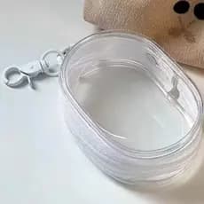 Organizador Transparente com Zíper para Fones de Ouvido - Redondo Branco