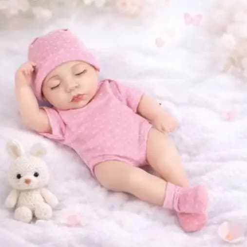Mini Boneca reborn menina 20cm infantil cor rosa