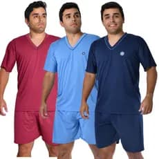 KIT 3 Pijamas Masculino Liso Short Curto Confortável Para seu Sono Promoção